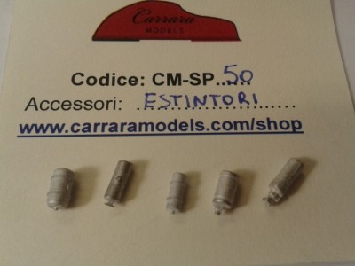 CM-SP50 set 5 pz estintori vari modelli e misure in metallo bianco - scala 1:43